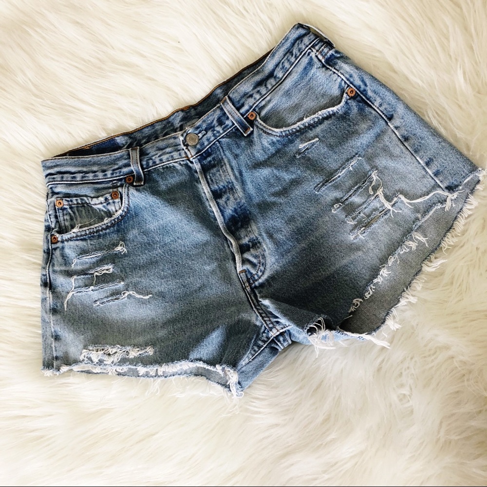Vintage Levi distressed cut offs jean shorts